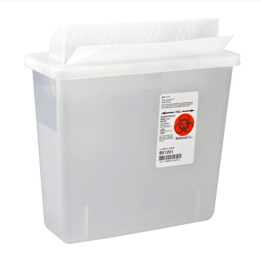 CASE - Monoject™ Always-Open In-Room Sharps Containers with Always-Open lid - Transparent Yellow 3GL CS/10