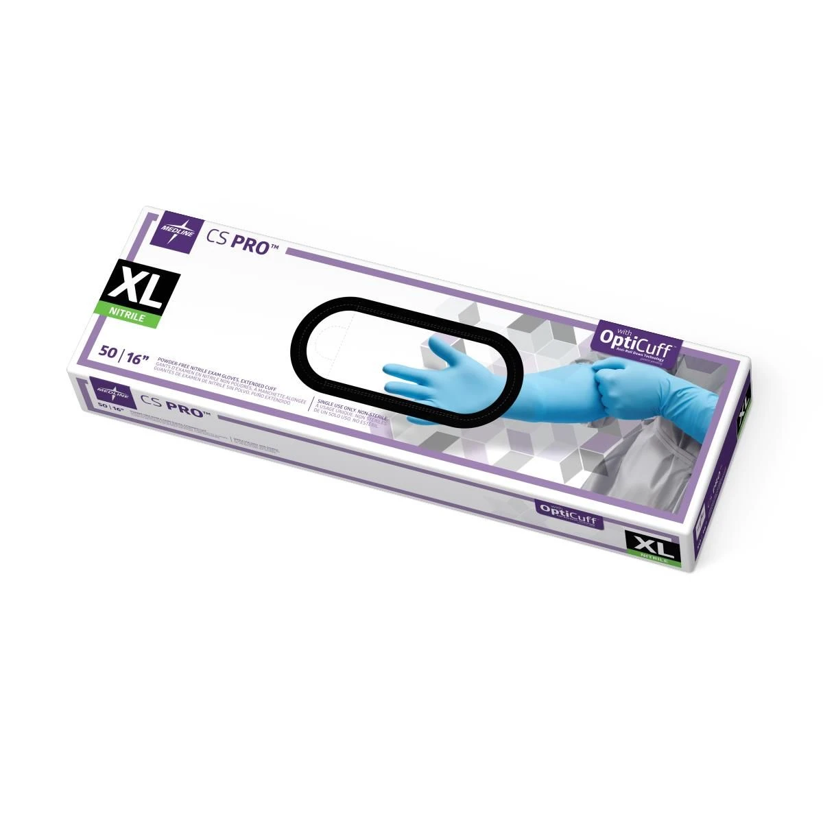 CASE - PRO™ Powder-Free Nitrile Exam Glove, Extended Cuff, 16" (40.6 cm), Blue; Extra Large CASE/500 EACH