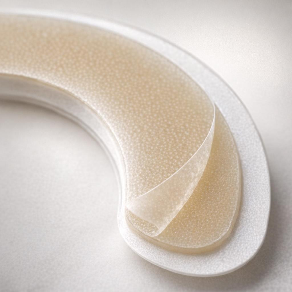 Coloplast Brava Elastic Barrier Strip (Curved) — C-shape (manufacturer ref. 12070) — single sealed strip — Close-up material / adhesive detail