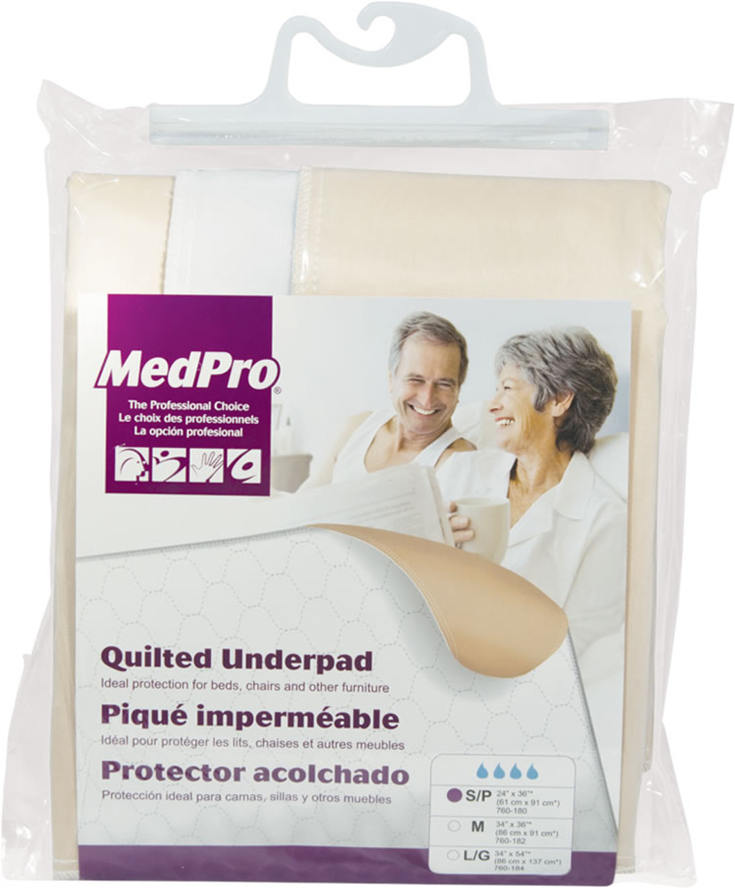 MEDPRO 760-182 REUSABLE UNDERPAD MODERATE-HEAVY ABSORBENCY White MEDIUM 34" X 36" (760-182)