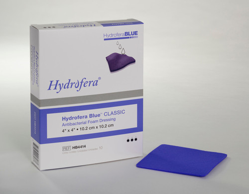 HBRF2650 - Hollister - BX/10 Hydrofera Blue Bacteriostatic Adhesive Foam  Ostomy Dressing W/o Border, 2.5in Square - Ostomy Care Canada