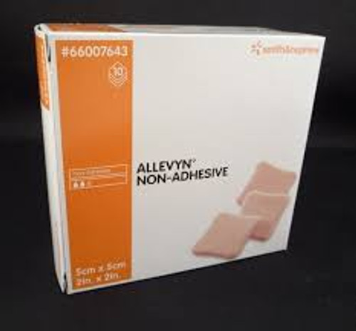 Smith & Nephew 66007643 ALLEVYN NON-ADHESIVE FOAM Dressing, SIZE 5CM X 5CM BX/10 Case of 12 Smith & Nephew 66007643 ALLEVYN NON-ADHESIVE FOAM Dressing, SIZE 5CM X 5CM BX/10 Case of 12