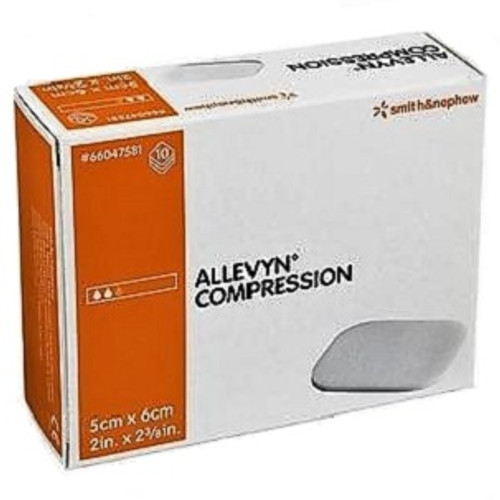 Smith & Nephew 66047581 ALLEVYN Compression Foam Dressing, 5CM X 6CM BX/10 Smith & Nephew 66047581 ALLEVYN Compression Foam Dressing, 5CM X 6CM BX/10