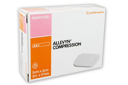 Smith & Nephew 66047583 ALLEVYN Compression FOAM Dressing, SIZE 10CM X 10CM BX/5 (SN-66047583) Smith & Nephew 66047583 ALLEVYN Compression FOAM Dressing, SIZE 10CM X 10CM BX/5 (SN-66047583)