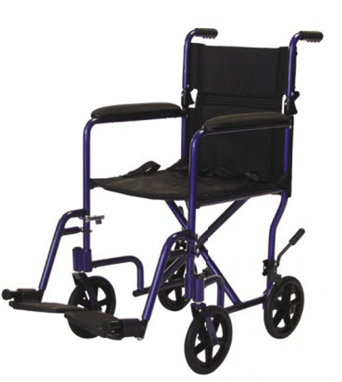 Graham Field EJ767-1 Transport Chair 17" Blue Lightweight Aluminum 250lb