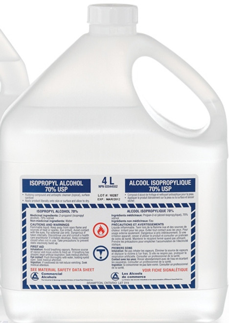 ALCOHOL ISOPROPYL 70%, COLOURLESS, 4L 1/BOTTLE (SCA-004) ALCOHOL ISOPROPYL 70%, COLOURLESS, 4L 1/BOTTLE (SCA-004)