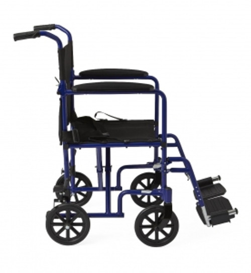 Medline MDS808200ABE Aluminium TRANSPORT CHAIR, BASIC,8-WHEEL,BLUE CS 1/CS