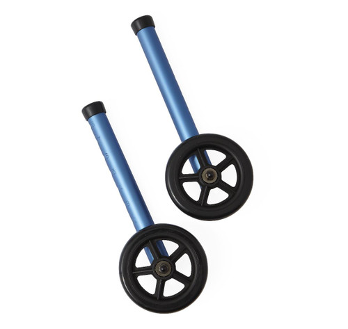 Medline MDS86410KDBW FOLDING WALKER,PADDLE, 5" WHEELS, BLUE CS 1/CS