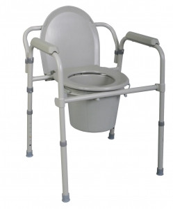 Medline MDS89664FR Folding Steel Bedside Non-Electric Waterless Toilet - RETAIL (Medline MDS89664FR)