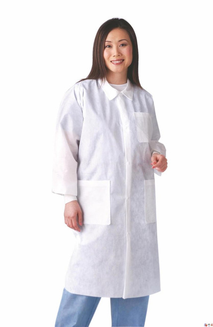 Medline NONSW100XL Knit Cuff / Traditional Collar Multi-Layer Lab Coat,XL CS 30/CS