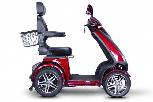 eWheels 4 Wheel Heavy Duty 500lbs. Wt. Capacity Scooter with Electromagnetic Brakes - Red - FREE SHIPPING