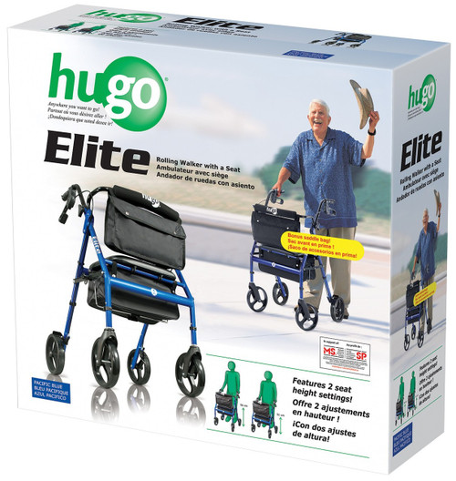 Hugo 700-959 Elite Rolling walker with a Seat, Pacific Blue