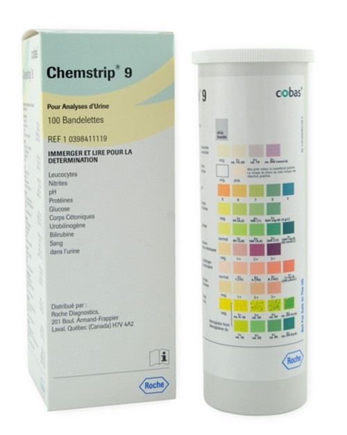 Roche 10398411119 Chemstrip 9 Urine Test Strips 100/btl Roche 10398411119 Chemstrip 9 Urine Test Strips 100/btl
