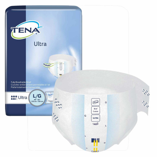 SCA 67300 TENA Ultra Brief, Large (47-59"), OdaSorb Plus, Blue Large 2 packs (80 briefs)