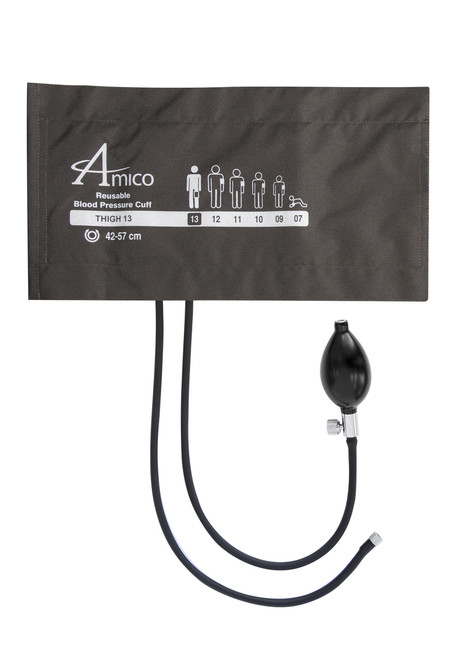 Amico CR2-LF13W-2BVSF 2-Piece Thigh Blood Pressure Cuff w/ 2 Tubes - w/ Inflation Bulb, and Female Threaded Screw Amico CR2-LF13W-2BVSF 2-Piece Thigh Blood Pressure Cuff w/ 2 Tubes - w/ Inflation Bulb, and Female Threaded Screw