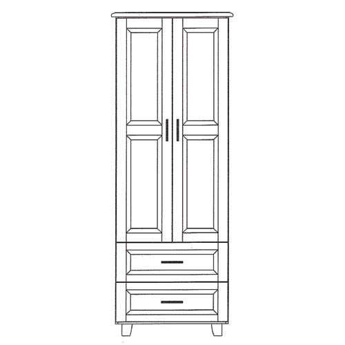 Novum EMB-W242D EMBASSY SERIES Wardrobe, 1 Door w/ right or left hinge, 2 Drawers, 23.5"W x 22"D x 78"H, Embassy Series