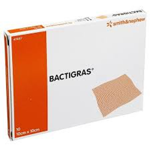 BACTIGRAS 10cm X 10cm CHLORHEXIDINE Impregnated Dressing BX/10 (SN-7457) BACTIGRAS 10cm X 10cm CHLORHEXIDINE Impregnated Dressing BX/10 (SN-7457)