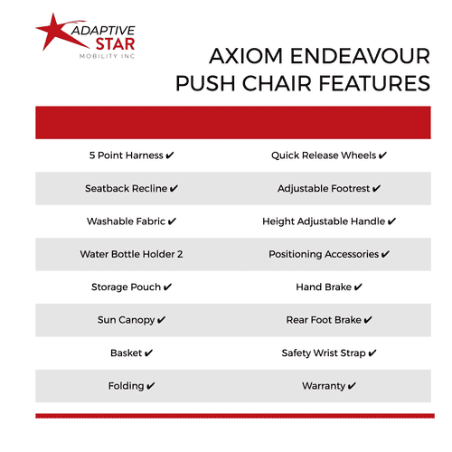 Adaptive Star Aed3N Axiom ENDEAVOUR 3 Indoor/Outdoor Mobility Push Chair Navy