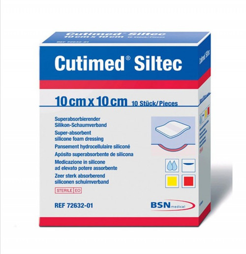 BSN 7328504 CUTIMED SILTEC FOAM DRESSING W/SUPER ABSORBERS AND SILICONE LAYER 20CM X 20CM BX/5 (BSN 7328504)