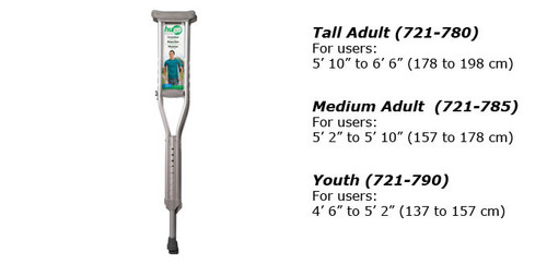 HUGO 721-790 Aluminum CRUTCH YOUTH, 1/Pair HUGO 721-790 Aluminum CRUTCH YOUTH, 1/Pair