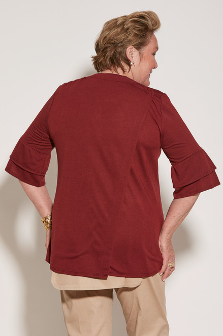 Ovidis 2-1002-26-5 Knit Top for Women - Burgundy, Cristy, Adaptive Clothing, 1XL