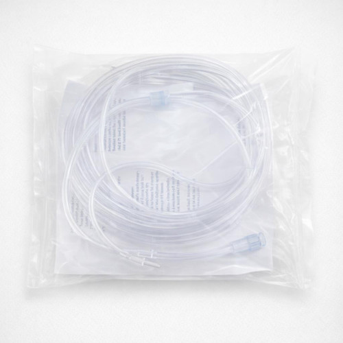 Pediatric Nasal Oxygen Cannula — Soft Straight Tip, 7 ft Sure Flow Tubing (Each) — Three-quarter hero (boxed/each product)