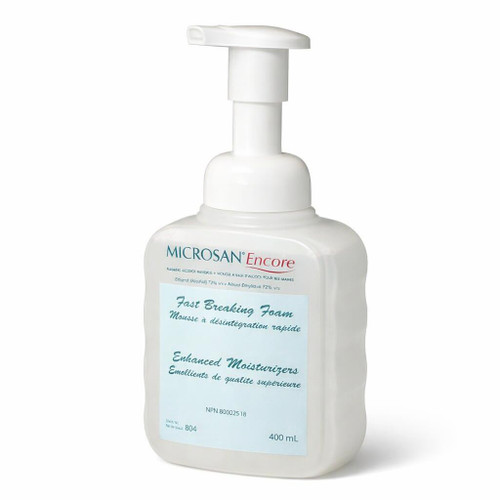 Microsan Encore Foaming Hand Sanitizer — 72% Alcohol, 400 mL Pump (DEB 804) — Three-quarter hero (primary listing image)