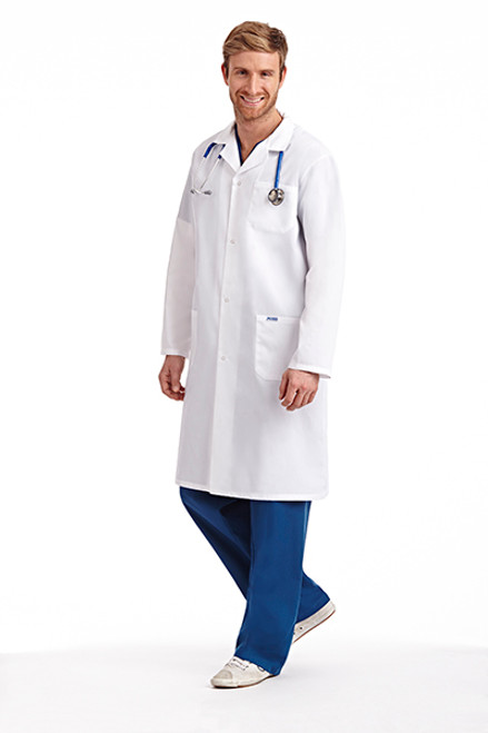 MOBB Medical L407 Full Length Unisex Snap Lab Coat, Snap, White, Each MOBB Medical L407 Full Length Unisex Snap Lab Coat, Snap, White, Each