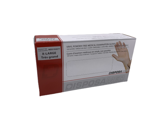 Cardinal Health MDS192077 DISPOSAMED VINYL POWDER-FREE MEDICAL EXAMINATION GLOVES, X-LARGE, 90/box, box
