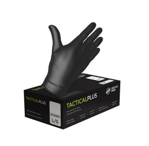 FORCEFIELD 007-77701BK/PF-S NITRI FORCE Nitrile Gloves, Powder-Free, Textured Fingertips, Black, Small, 1000/Case