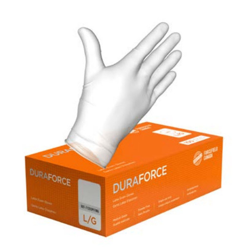 FORCEFIELD 007-71201PF/MG-S DURA FORCE Latex Gloves, Powder-Free, Smooth Finish, Small, 100/Box, , Case of 10