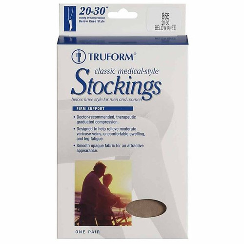 TRUFORM 0865BG-S Compression 20-30 mmHg Below-knee, Open-toe, Beige, Small, Pair TRUFORM 0865BG-S Compression 20-30 mmHg Below-knee, Open-toe, Beige, Small, Pair