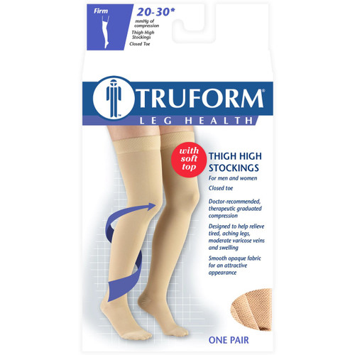 TRUFORM 8866BG Compression 20-30 mmHg Thigh-high, Closed-toe, beige S-M-L-XL (8866BG)