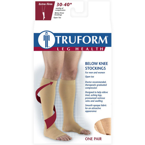 TRUFORM 0845BL Compression 30-40mmHg Below-knee, Open-toe, black S-M-L-XL (0845BL)