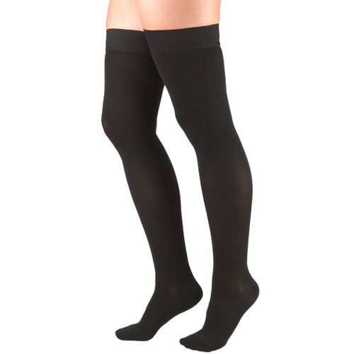 TRUFORM 8848BL Compression 30-40mmHg Thigh-high, Closed-toe, Stay-up Beaded top, black S-M-L-XL (8848BL)