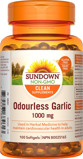 Sundown Naturals 800903 ODORLESS GARLIC 1000MG, 100 CAPSULES