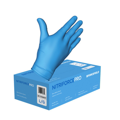 ForceField 007-77704NP/PF NitriForce PRO Textured Disposable Nitrile Gloves,  Blue, X-Large, 100/Box