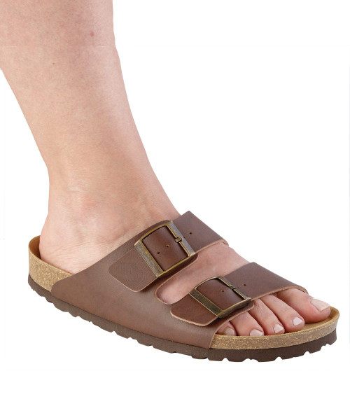 Silverts SV10290 Womens Slip-On Shock-Absorbing Adjustable Sandal Shoes Brown, Size=7, SV10290-SV57-7