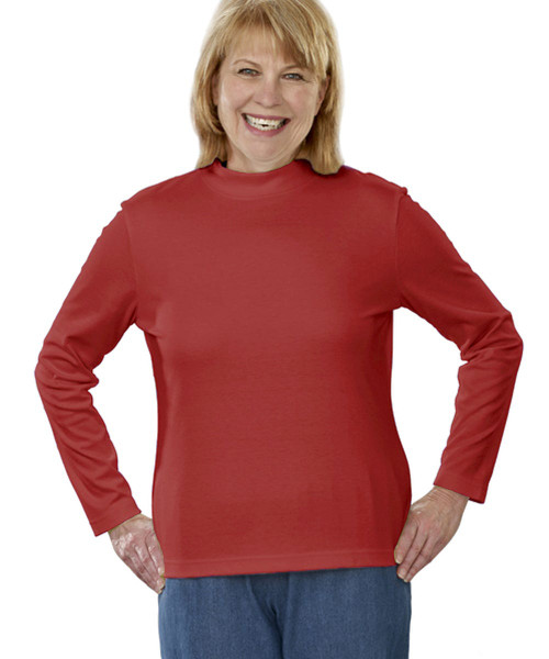 Silverts SV13060 Womens Long Sleeve Mock Turtleneck Shirt True Red, Size=L, SV13060-SV433-L