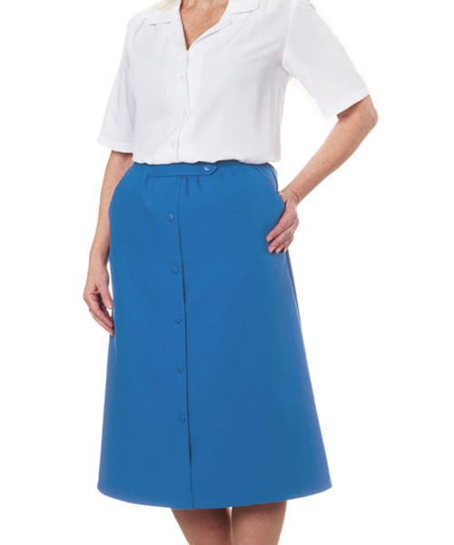 Silverts SV13130 Womens Conventional Elastic Waist Skirt Cool Blue, Size=20, SV13130-SV1074-20