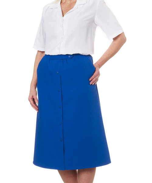 Silverts SV13130 Womens Conventional Elastic Waist Skirt Cobalt, Size=18, SV13130-SV765-18
