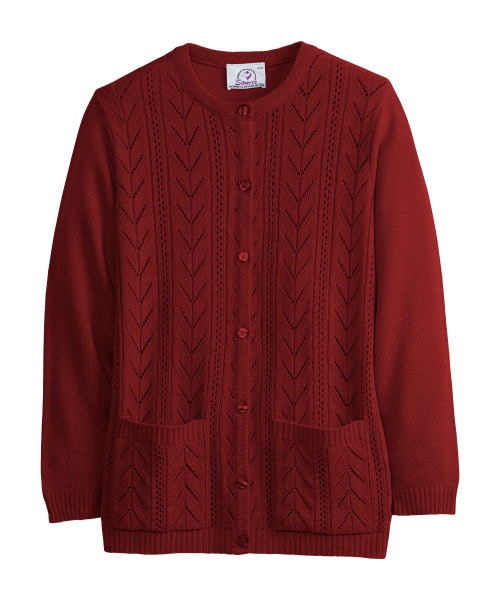 Silverts SV13260 Womens Cardigan With Pockets Burgundy, Size=XL, SV13260-SV23-XL