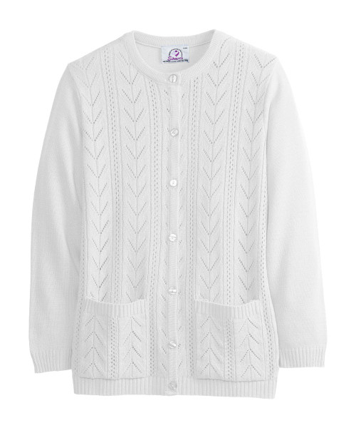Silverts SV13260 Womens Cardigan With Pockets White, Size=S, SV13260-SV39-S
