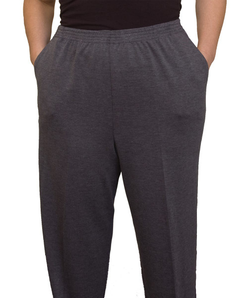 Silverts SV13410 Women's Pull On Elastic Waist Pants with Pockets Charcoal, Size=5XL, SV13410-SV7-5XL