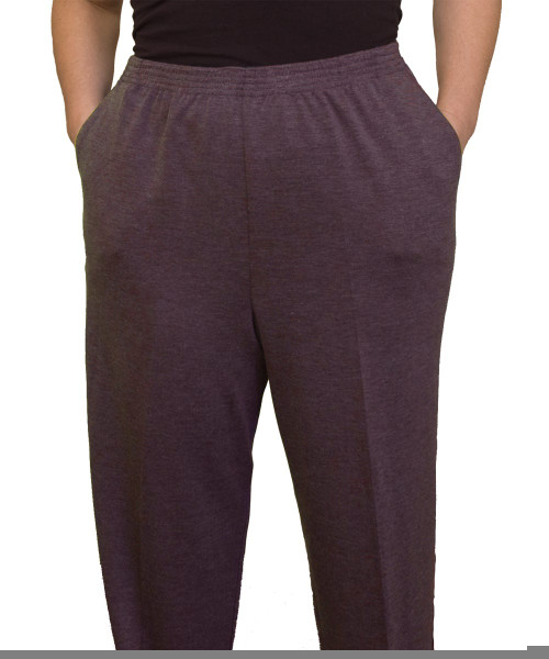 Silverts SV13410 Women's Pull On Elastic Waist Pants with Pockets Aubergine, Size=3XL, SV13410-SV871-3XL