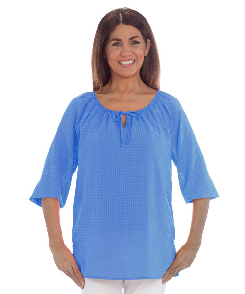 Silverts SV13450 Easy Dressing Step Into Or Easy Over The Head Blouse - Wide Openings For Easy Access Blue, Size=L, SV13450-SV15-L