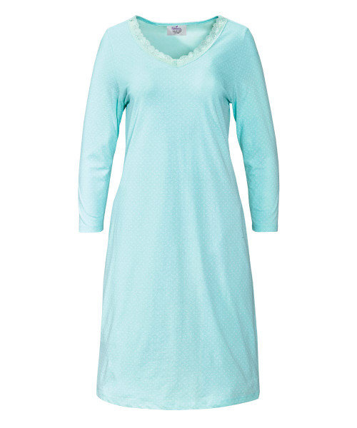 Silverts SV16060 Womens Pretty Nightgown - Long Sleeve Length - Comfy Quality Nightgown Mint Dots, Size=L, SV16060-SV1228-L