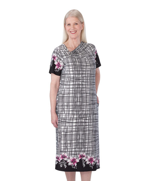 Silverts SV21130 Stylish Open-Back Dress for Women  Pink Flower, Size=3XL, SV21130-SV416-3XL Silverts SV21130 Stylish Open-Back Dress for Women  Pink Flower, Size=3XL, SV21130-SV416-3XL