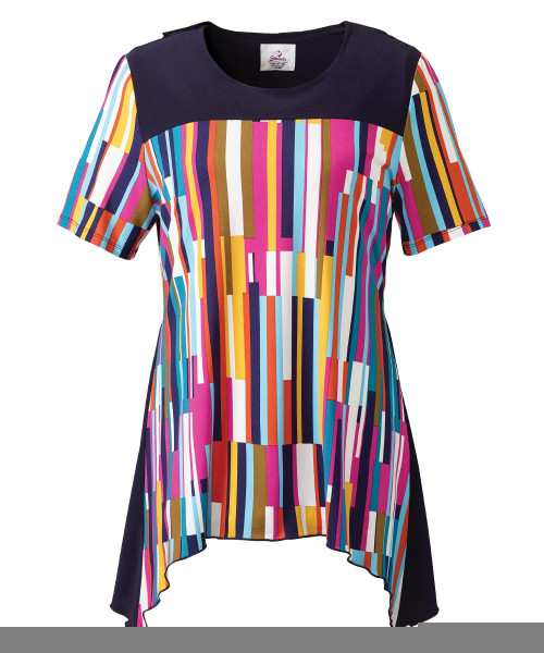 Silverts SV22010 Ladies Slimming Draped Open Back Top  Teal/Wine, Size=2XL, SV22010-SV1337-2XL