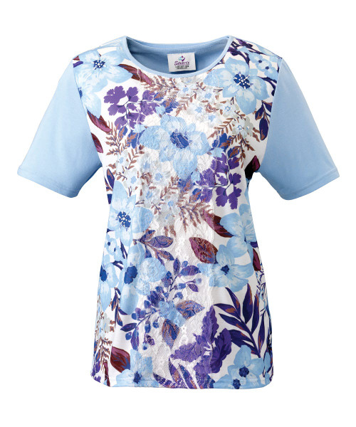 Silverts SV22050 Women's Lovely Lace Open Back Top Light Blue, Size=2XL, SV22050-SV12-2XL